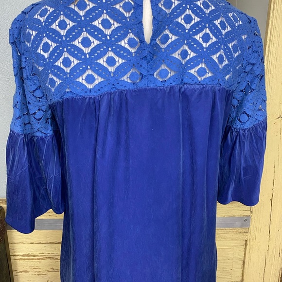 Ella Moss Ruffle Sleeve Royal Blue Dress Sz S - Picture 3 of 5